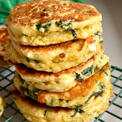 Easy Spinach + Feta Pancakes