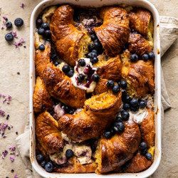 Baked Berry And Cream Cheese Croissant French Toast.