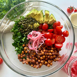 Kale Caesar Salad With Chickpeas &amp; Tahini Ranch