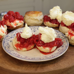 Raspberry Scones With Clotted Cream