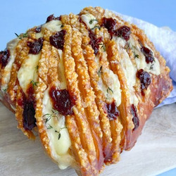 Cheese-stuffed Crispy Hasselback Pork meat