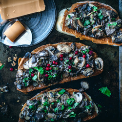Brunost Toasts With Creamy Reindeer &amp; Mushrooms