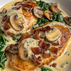 Creamy Mushroom &amp; Spinach Chicken with Dijon Sauce