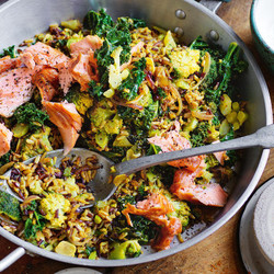 Mixed Grains With Greens, Smoked Trout And Yoghurt Recipe