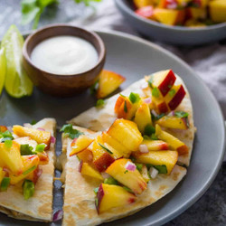 Sweet Chili Chicken Quesadillas With Peach Salsa