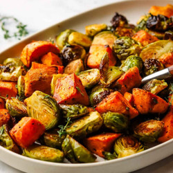 Roasted Brussels Sprouts And Sweet Potatoes