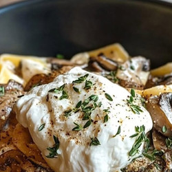 Creamy Chicken &amp; Mushroom Pappardelle With Fresh Burrata