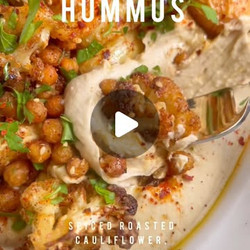 Spiced Roasted Potatoes, Cauliflower &amp; Chickpeas And Creamy Hummus