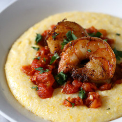 Spicy Shrimp Over Creamy Polenta