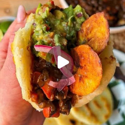 Arepas With Black Beans, Plantain &amp; Guac