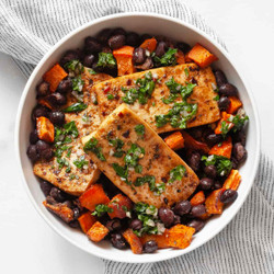 Sheet Pan Tofu With Sweet Potatoes &amp; Black Beans