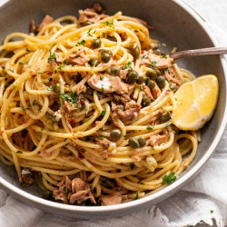 Recipe tin Canned Tuna Pasta with lemon