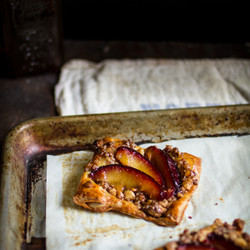 Pluot Puff Pastries With A Cinnamon Shortbread Crumb Topping