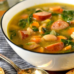 Smoked Sausage, White Bean And Spinach Soup