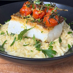 Seared Seabass And Silky Orzo