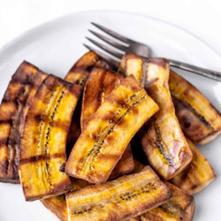 5 Ingredient Grilled Sweet Plantains with Dulce De Leche Ice Cream