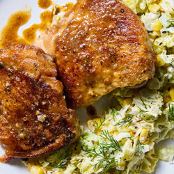 Smashed Chicken With Corn And Cabbage
