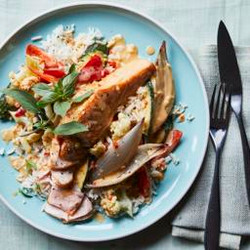 Thai-style Salmon Traybake With Roasted Vegetables