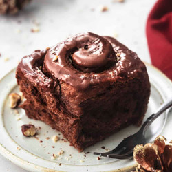 Chocolate Cinnamon Rolls With Hazelnut Icing