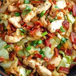 Sizzling Chicken, Bacon, And Cabbage Stir-fry