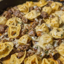 Cheesesteak Tortellini In Rich Provolone Sauce