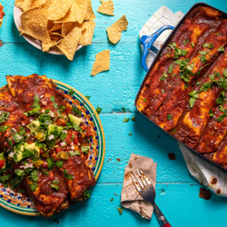 Sweet Potato, Squash, And Black Bean Enchiladas