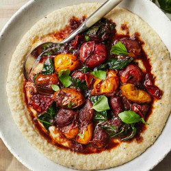 Creamy Polenta With Burst Cherry Tomato–and–red Wine Ragout