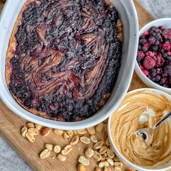 Peanut Butter And Jelly Baked Oatmeal