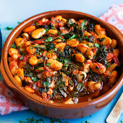 Gigantes With Tomatoes And Greens