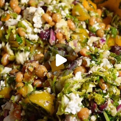 Roasted Brussels Sprouts And Chickpea Salad With Feta