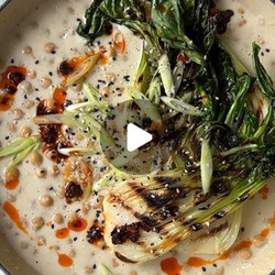 Chickpea Tom Kha Curry With Charred Bok Choy