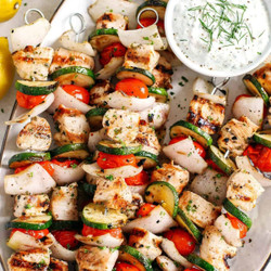 Greek Chicken Kabobs With Tzatziki Sauce