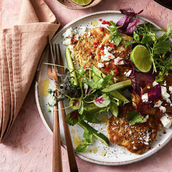 Lentil And Zucchini Fritters With Cucumber Salad Recipe