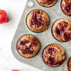 Strawberry Kissed Almond Butter Oatmeal Muffins
