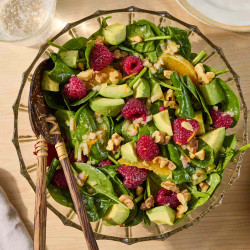 Raspberry-spinach Salad With Avocado &amp; Walnuts