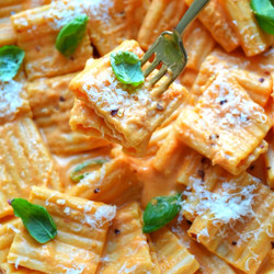 Roasted Cherry Tomato, Garlic &amp; Whipped Ricotta Paccheri