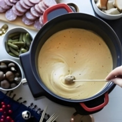 German Mustard Cheese Fondue For A Crowd