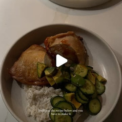 Crispy Chicken Thighs With Coconut Rice And Cucumber Salad