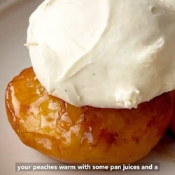 Brown Butter Peaches With Vanilla Bean Mascarpone Cream