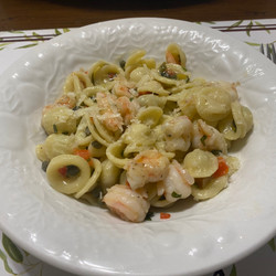 Orecchiette with Shrimp, Banana Pepper, and Basil