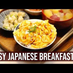 Healthy Japanese Breakfast | Fluffy Egg Bowl, Sweet Potato Miso Soup + 2 Sides