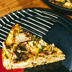 Za’atar Strata With Matzo, Caramelized Leeks, And Feta