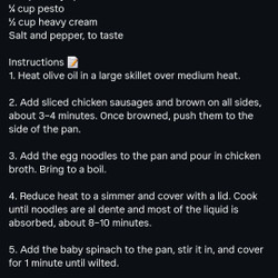 Creamy Pesto Sausage Chicken Noodles