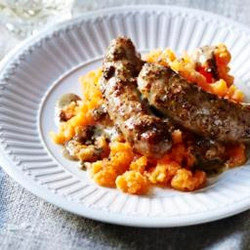 Mustard And Lemon Sausages With Carrot Mash easy mains Nigel Slater