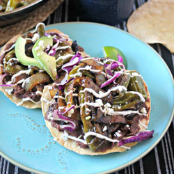 Charred Shishito Pepper &amp; Refried Bean Tostadas