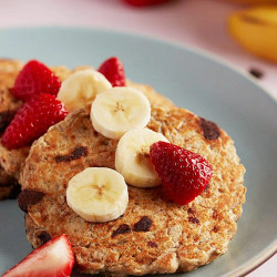 Banana-oat Chocolate Chip Pancakes