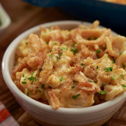 Cheesy Spaetzle With Fried Onions &amp; Chives