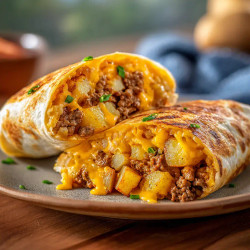 Cheesy Potato Burritos With Beef