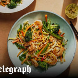 Chilli And Ginger Prawn Stir-fry With Crisp Vegetables And Noodles