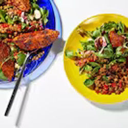 Lentil Salad With Roasted Potato Wedges